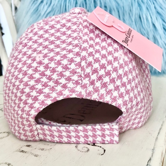 Juicy, Couture, Pink, and, White, Houndstooth,‎ Cap, Hat, Patch Logo, OS, NEW - Picture 7 of 15